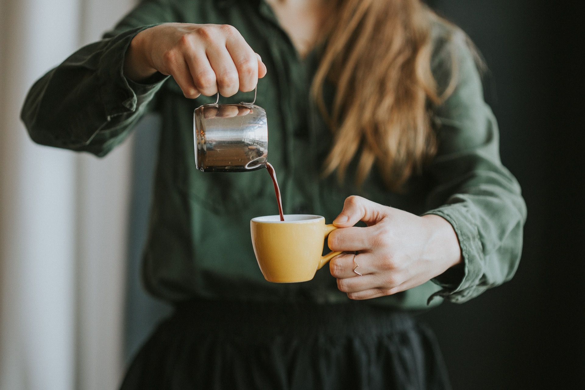 pouring espresso