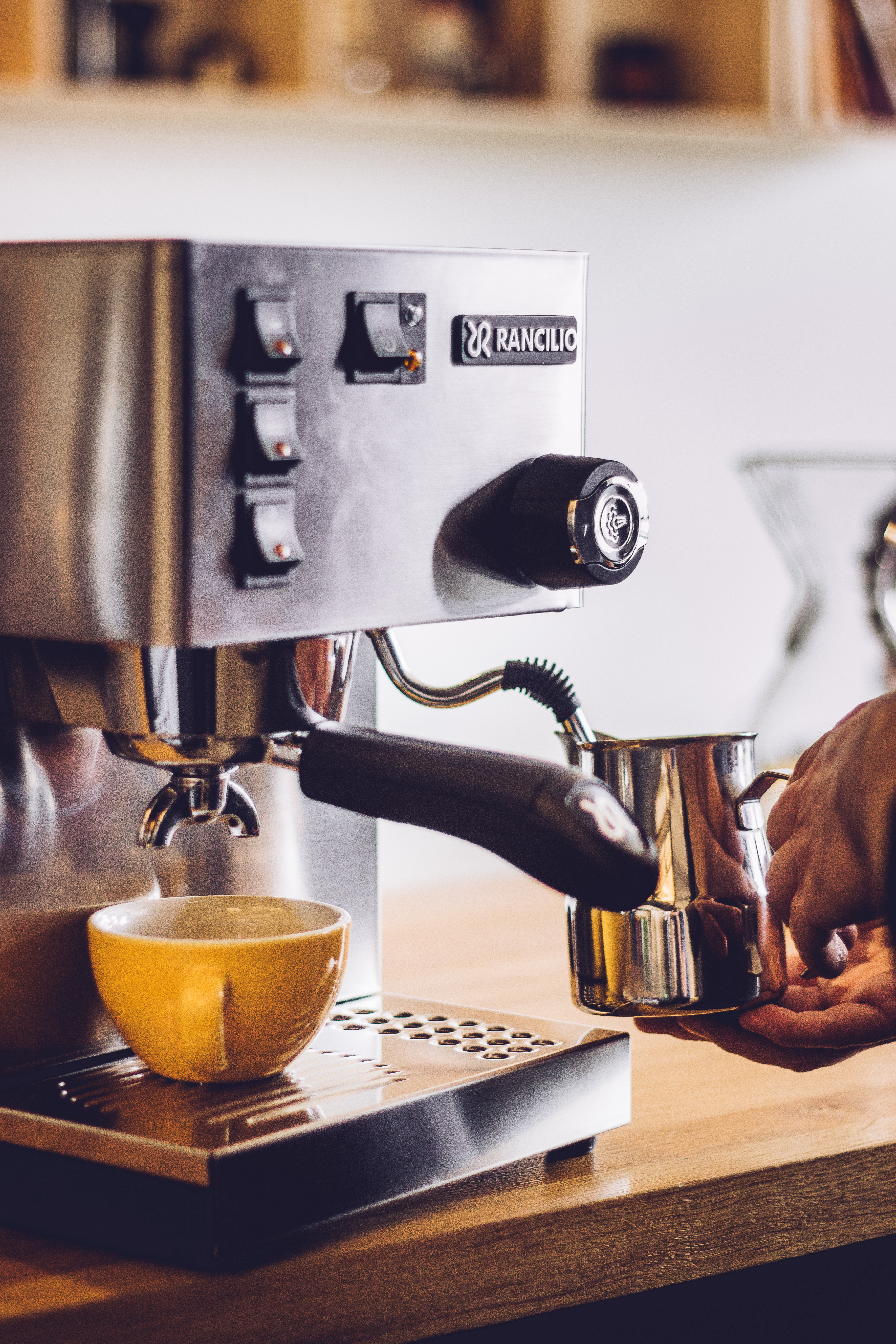 Espresso machine with a portafilter, Rancilio