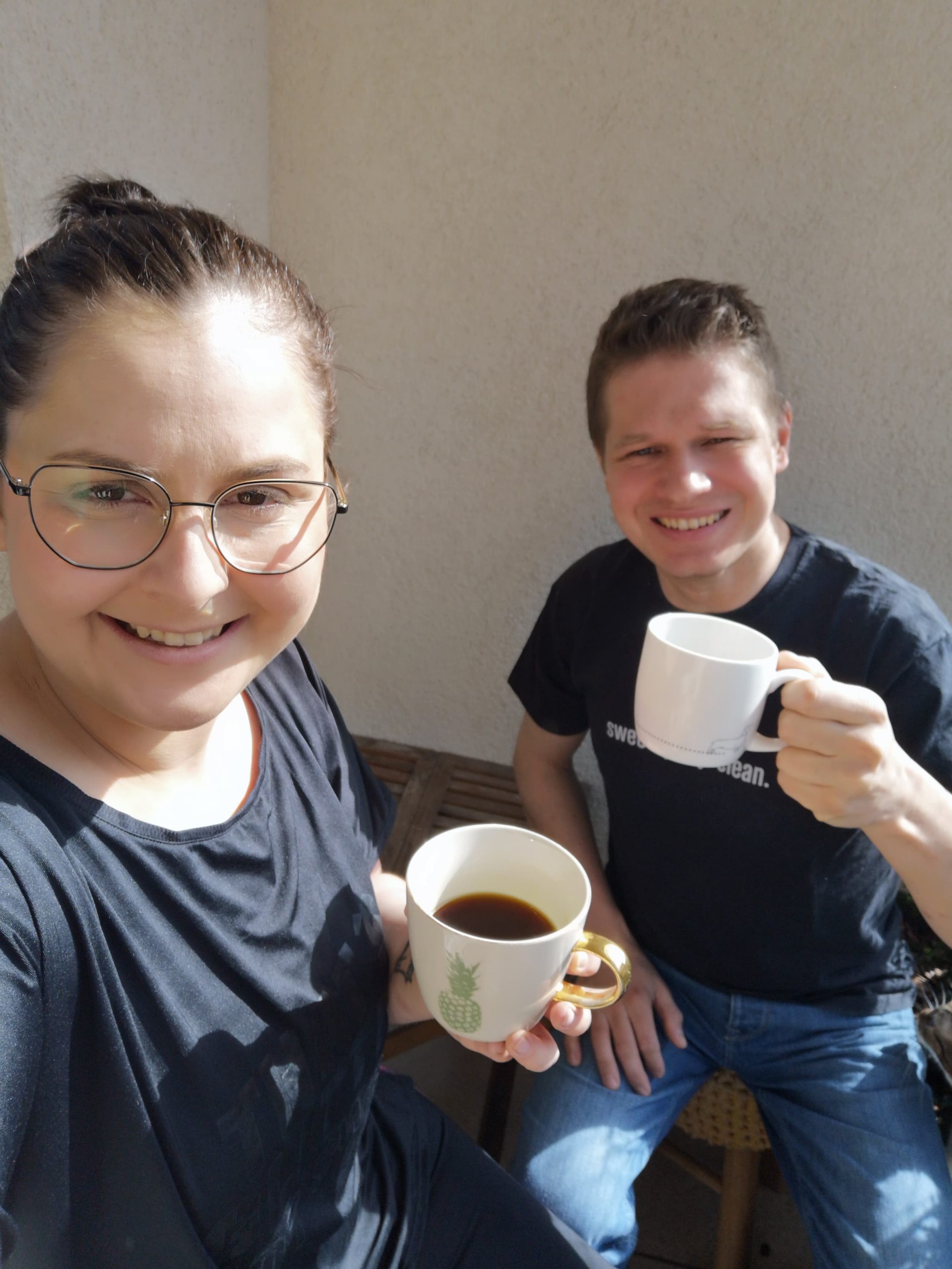 Leszek i Basia z kawą