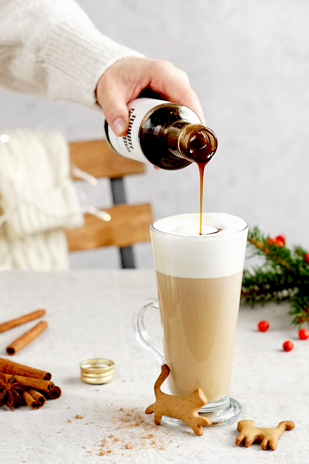 homemade gingerbread coffee with syrup