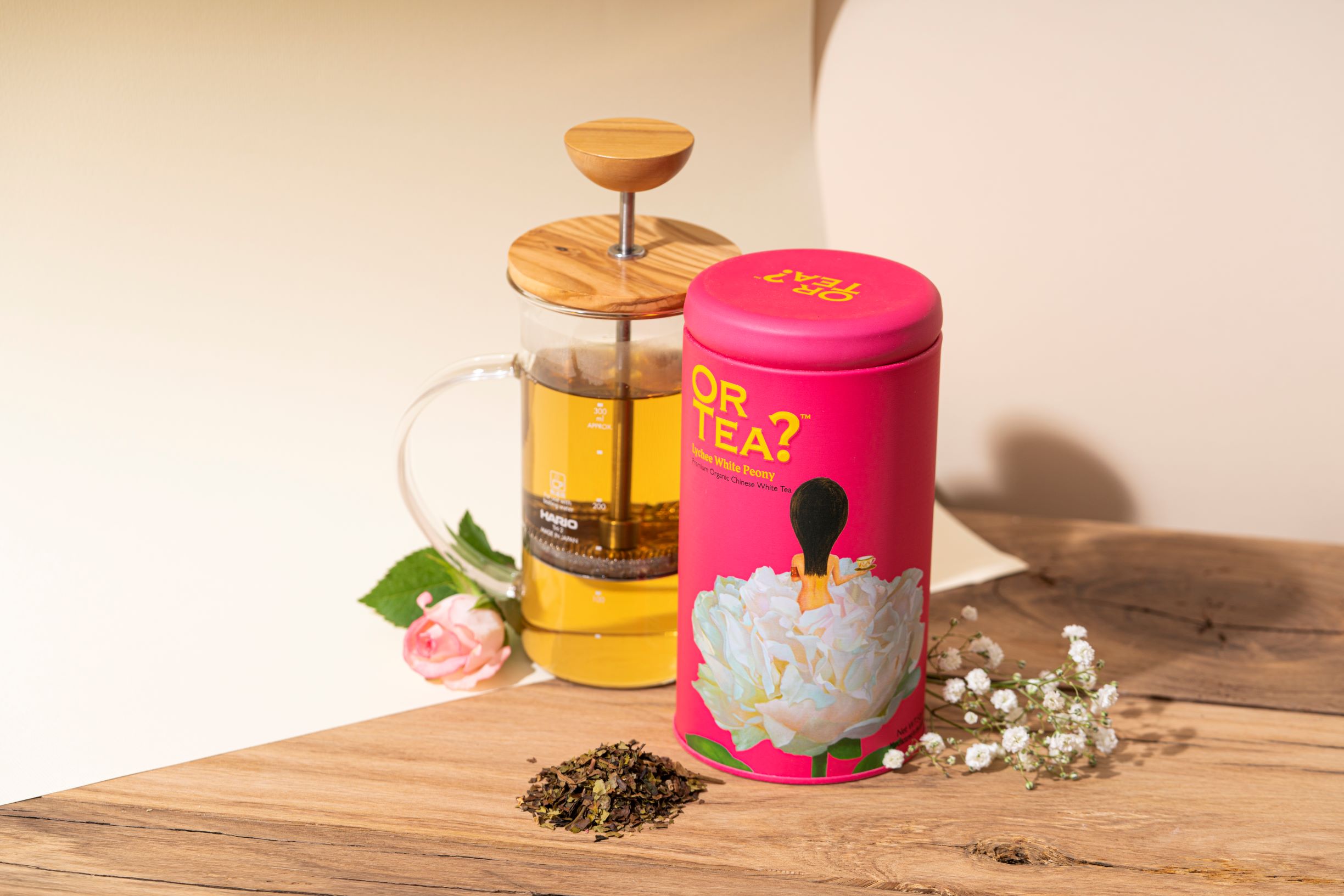 Or Tea? - Lychee White Peony oraz tea press Hario