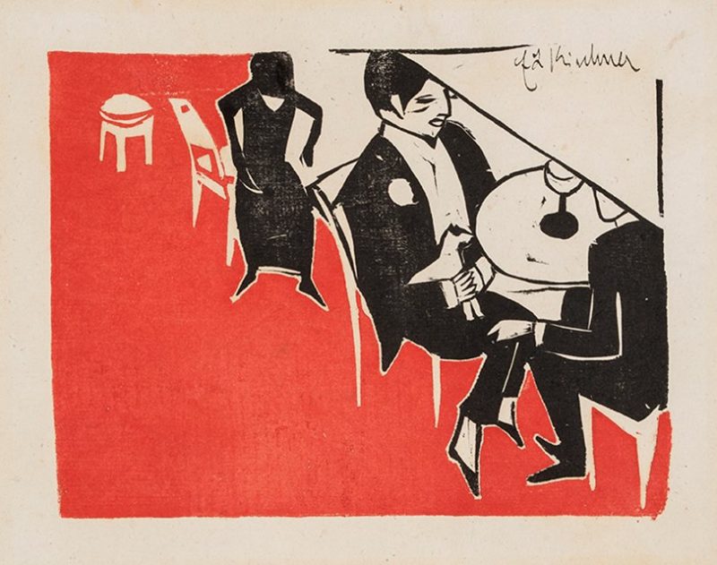 Obraz Ernst Ludwig Kirchner, Gentleman with Lap-Dog at the Café, 1911.