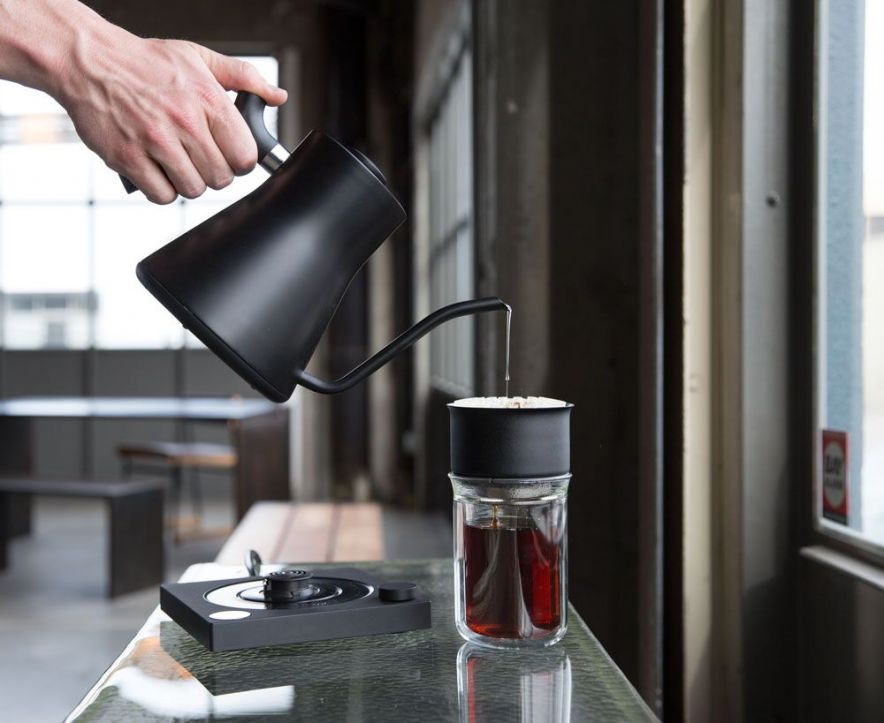 Stagg Electric Kettle (Matte Black w/ Maple Accents) — Mongo's Coffee
