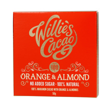 Willie's Cacao - Czekolada 100 % No Sugar - Orange & Almond 50g (outlet)