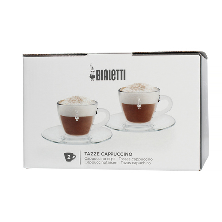 Bialetti Vetro - Zestaw 2 filiżanek ze spodkami do cappuccino