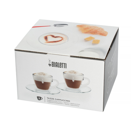 Bialetti Vetro - Zestaw 2 filiżanek ze spodkami do cappuccino
