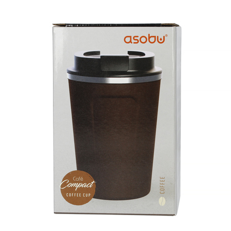 Asobu - Cafe Compact Brązowy - Kubek termiczny 380 ml